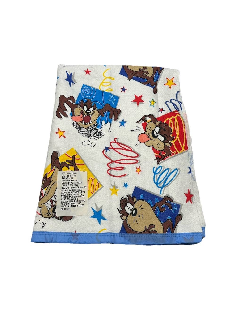 Vintage 90s Looney Tunes Tasmanian Devil Taz Felt Blanket New Without Tags